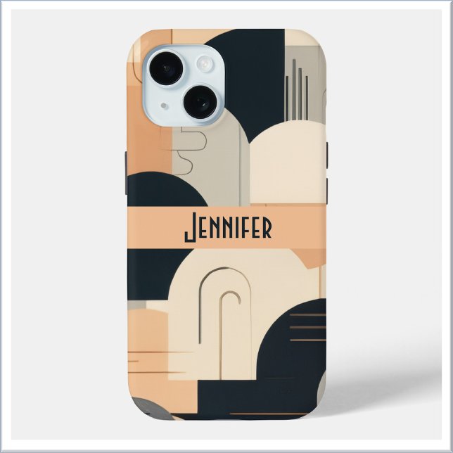 Art Deco Inspired Design in Peach & Black Case-Mate iPhone Case (Creator Uploaded)