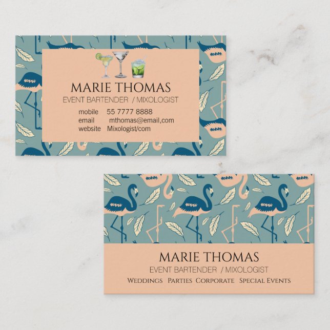 Art Deco inspired Flamingo  Business Card (Front/Back)
