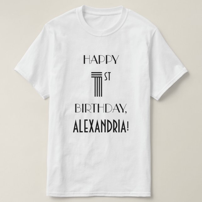 Art Deco Inspired Look 1st Birthday Party Shirt (Design Front)