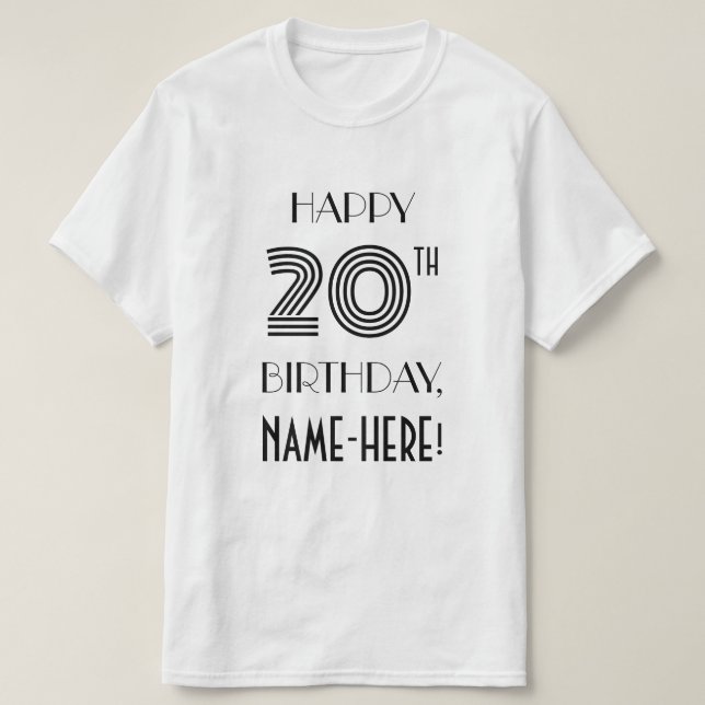 Art Deco Inspired Look 20th Birthday Party Shirt (Design Front)