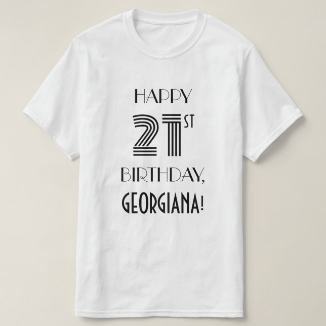 Art Deco Inspired Look 21st Birthday Party Shirt (Design Front)