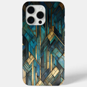 Art Deco Inspired Teal Gold Turquoise Protective iPhone 15 Pro Max Case