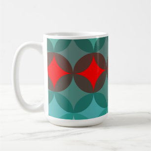 art deco inspired teal & red abstract coffee mug