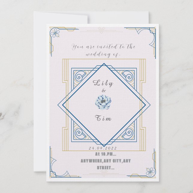Art deco inspired wedding invitation (Front)