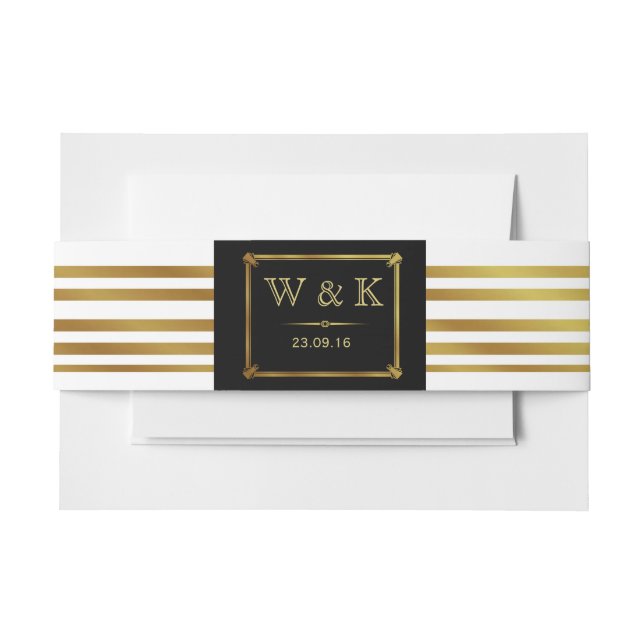 Art Deco invite belly band  gold GATSBY print Invitation Belly Band (Front Example)