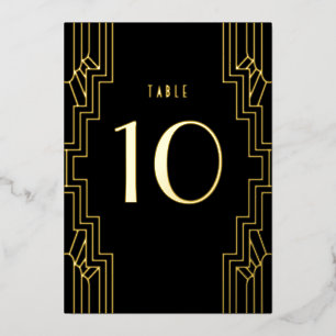 Art Deco Ironwork Black Gold Wedding Table Number