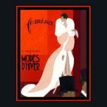 Art deco Italian fashion magazine Femina illustrat Poster<br><div class="desc">An elegant art deco illustration from italian fashion illustrator,  Leon Benigni. Winter fashion  Illustration by benigni.</div>