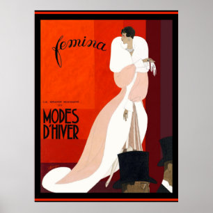 Art deco Italian fashion magazine Femina illustrat Poster