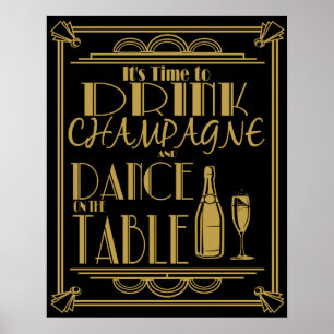 Art Deco Its time to drink champagne Poster