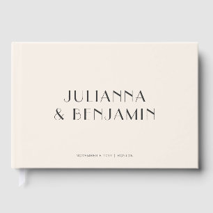 Art Deco Ivory Black Names Date Elegant Wedding Guest Book
