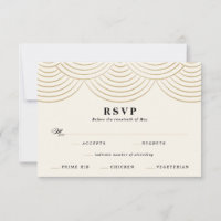 Art Deco Ivory String Lights Wedding Response Card