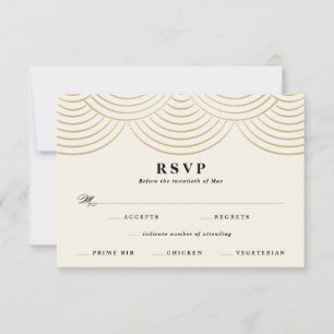 Art Deco Ivory String Lights Wedding Response Card