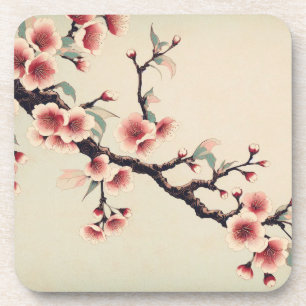 Art Deco Japanese Cherry Blossom Coaster Set