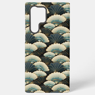 Art Deco Japanese Fan Motif Black Gold & Teal Samsung Galaxy Case