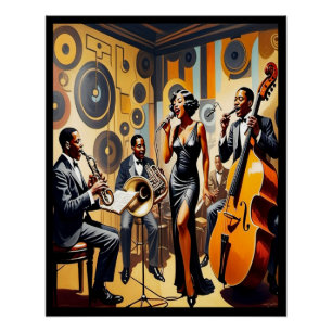 Art Deco Jazz Age Band and Singer Poster. Poster