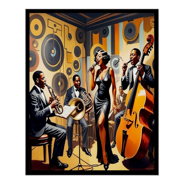 Art Deco Jazz Age Band and Singer Poster. Poster (Front)