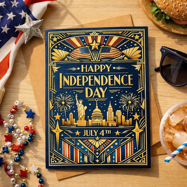 Art Deco July 4th Patriotic Holiday Card (Creator Uploaded)
