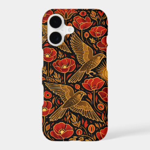 Art Deco Kestrels & Poppies Bold Decorative Art