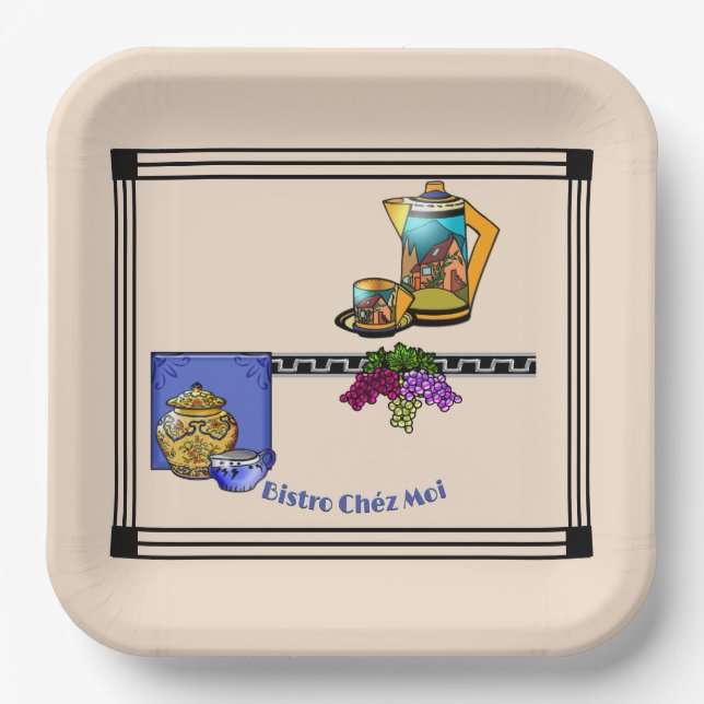 Art Deco Kitchen Bistro Personalised Paper Plate (Front)