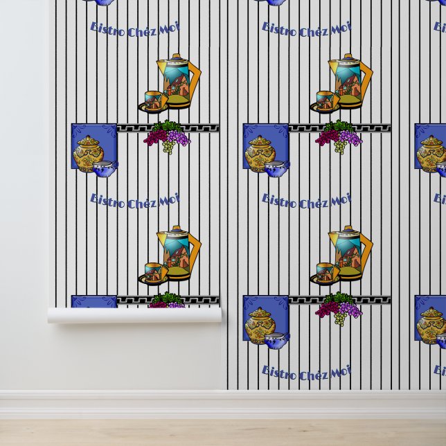 Art Deco Kitchen Bistro Personalised Wallpaper (Application)