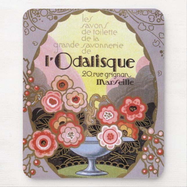 Art Deco l' Odalisque Perfume Label Mouse Mat (Front)