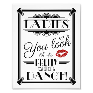 art deco, ladies Bathroom sign, wedding sign