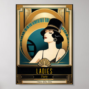 Art Deco Ladies Party night Poster