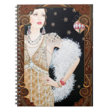 Art Deco Lady Christmas Vintage Notebook 