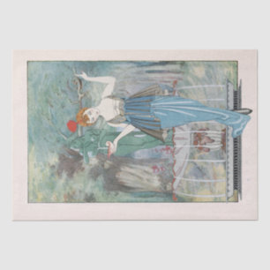 Art Deco Lady Forest Fountain Decoupage Vintage    Tissue Paper