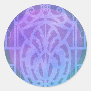 Art Deco Lady - GINELLE in Purples and Blues Classic Round Sticker
