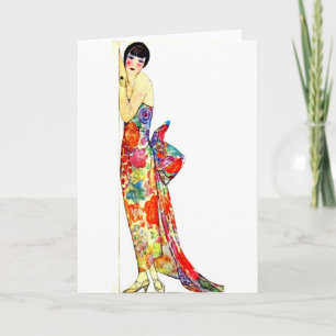 Art Deco Lady in formal Gown Card