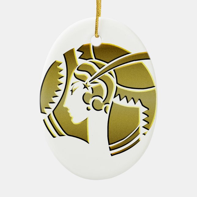 Art Deco Lady in Gold Ceramic Tree Decoration (Front)