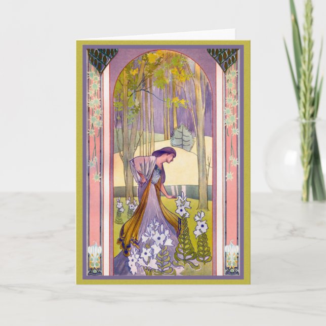 Art Deco Lady in the Garden Card (Front)