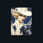 Art Deco Lady in White with Black Dog, Gatsby Era  Canvas Print<br><div class="desc">This is an original Art Deco design created by Celtic Brother Designs.</div>