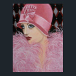 ART DECO LADY POSTER<br><div class="desc">Original acrylic painting on canvas, ... ... ... .A beautiful, feminine and most elegant lady from the Art Deco era dressed fashionably in pink. This is a painting that wlll work well in your home or office and look well with your contemporary decor as well as with traditional decor.</div>