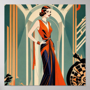Art Deco Lady Poster