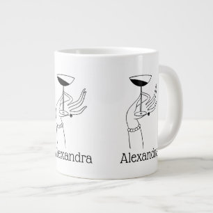 Art Deco Lady’s Hand Holding Champagne Glass Large Coffee Mug
