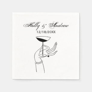Art Deco Lady’s Hand Holding Champagne Glass Napkin