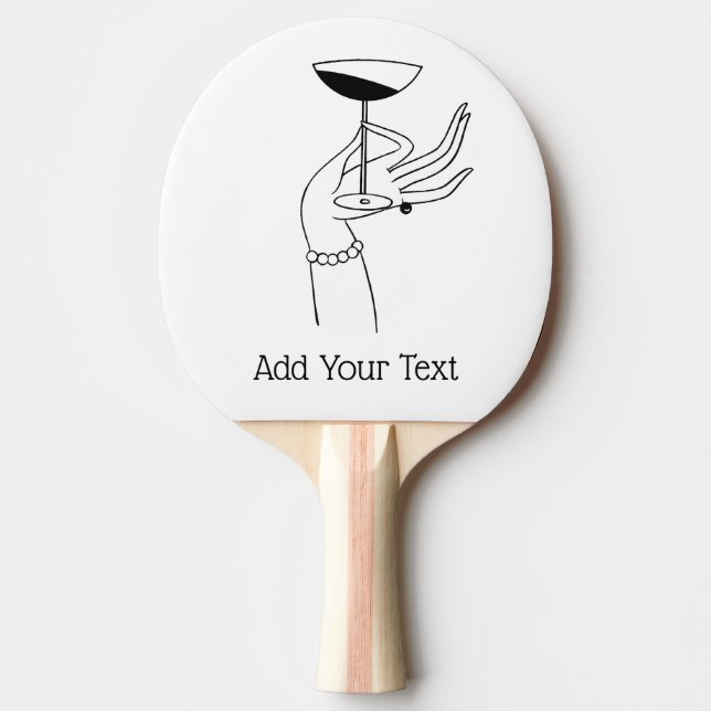 Art Deco Lady’s Hand Holding Champagne Glass Ping Pong Paddle (Front)