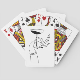 Art Deco Lady’s Hand Holding Champagne Glass Playing Cards