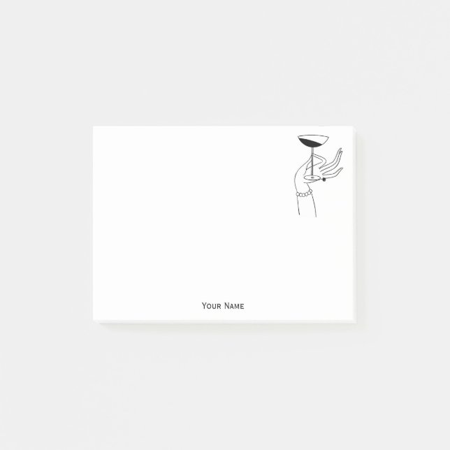 Art Deco Lady’s Hand Holding Champagne Glass Post-it Notes (Front)