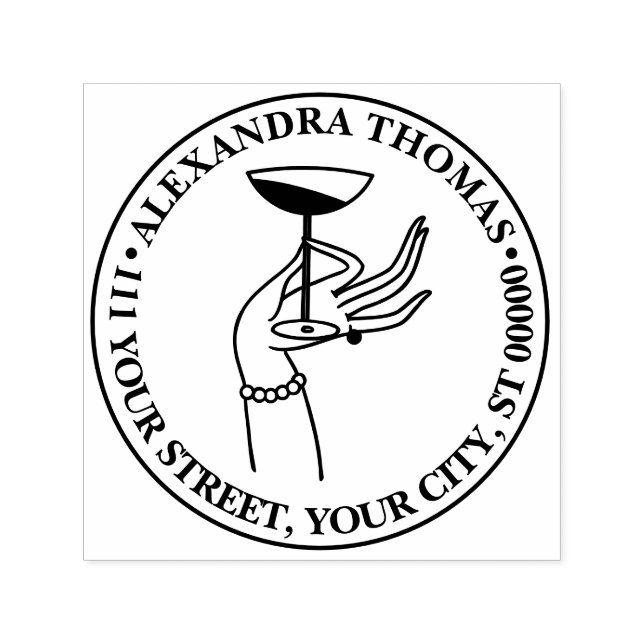 Art Deco Lady’s Hand Holding Champagne Glass Self-inking Stamp (Design)