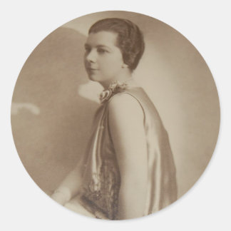Art Deco Lady Shadow Photo Classic Round Sticker