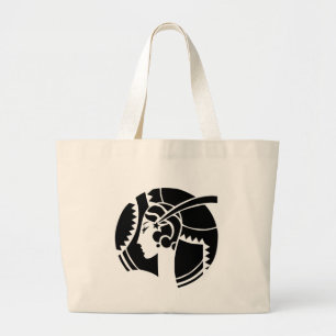 Art Deco Lady Silhouette Geometric Vintage Large Tote Bag