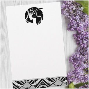Art Deco Lady Silhouette Geometric Vintage Stationery