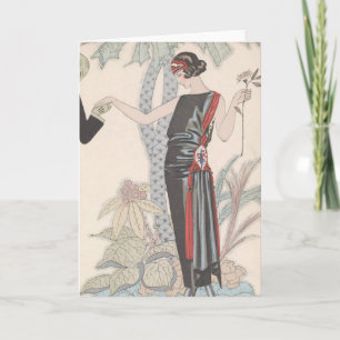 Art Deco Lady – Standing beside the tree. Holiday Card
