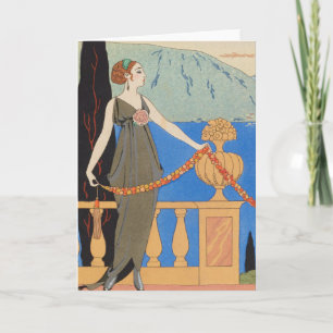 Art Deco Lady – Standing beyond the sea. Holiday Card