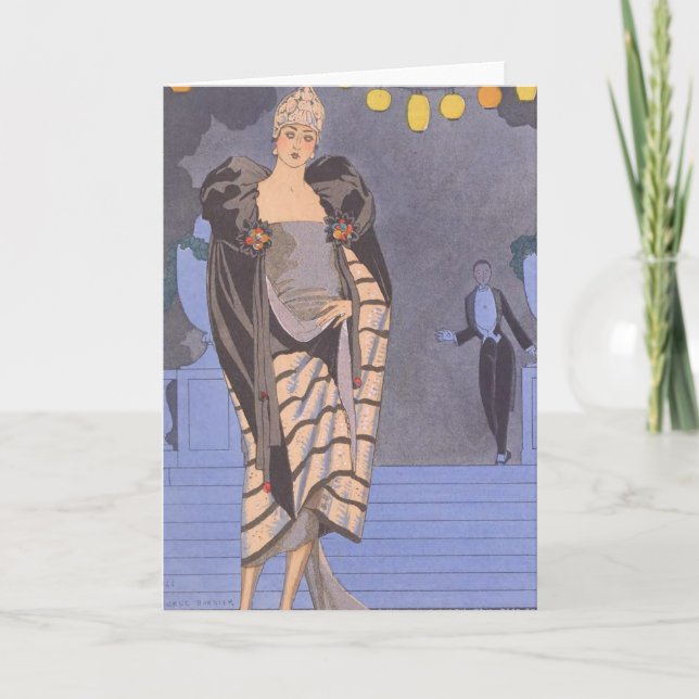 Art Deco Lady – Standing on the street. Holiday Card (Front)