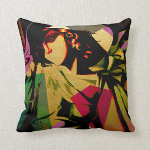 Art Deco Lady, Throw Pillow 16" x 16"