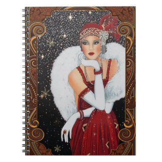 Art Deco Lady Vintage Fur Spiral Photo Notebook